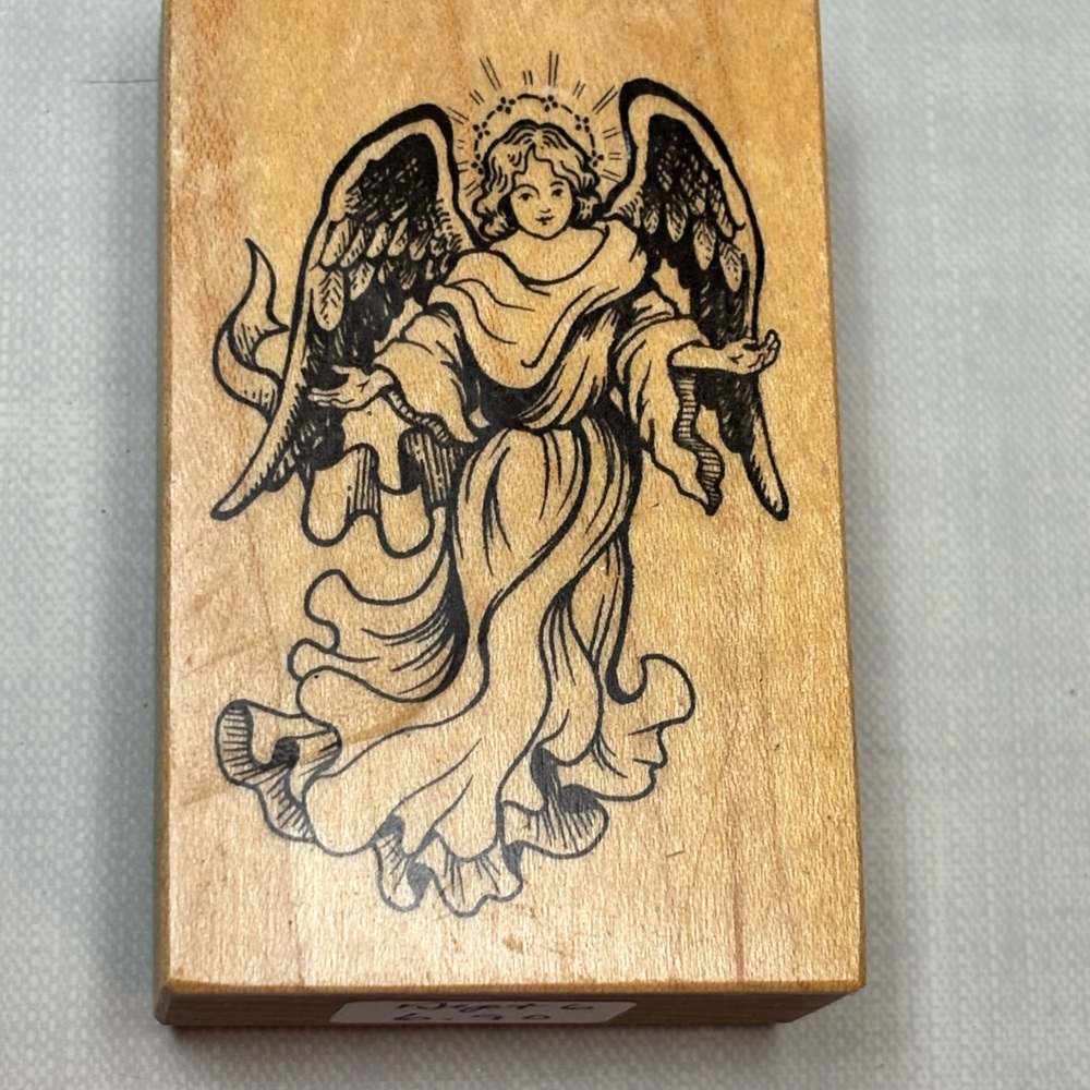 Wooden Angel rubber stamp